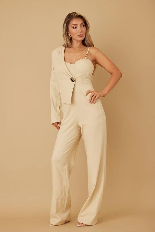 Jumpsuit Beige Asimétrico