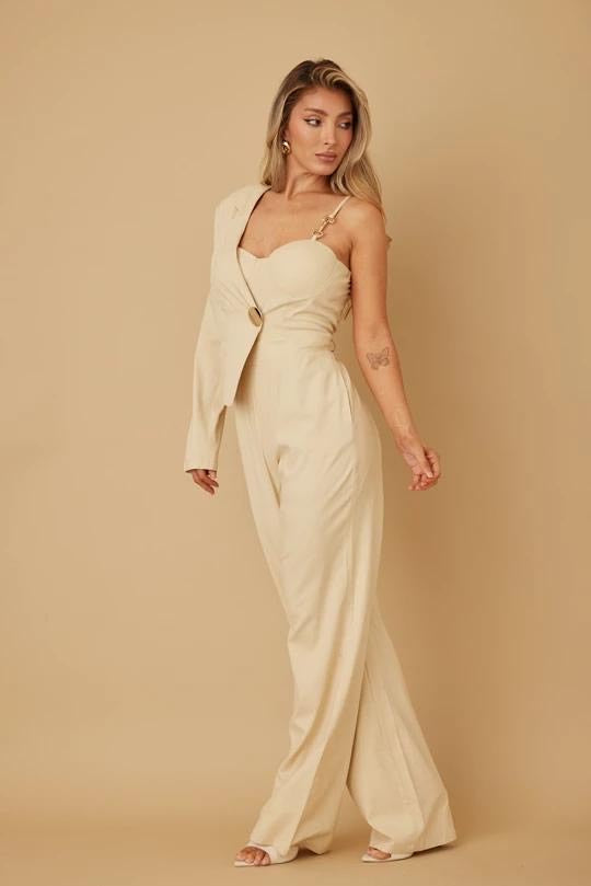Jumpsuit Beige Asimétrico