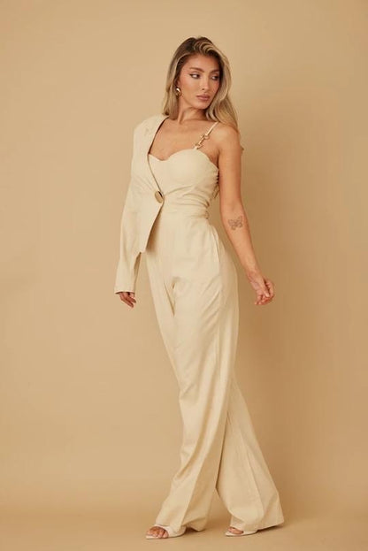 Jumpsuit Beige Asimétrico