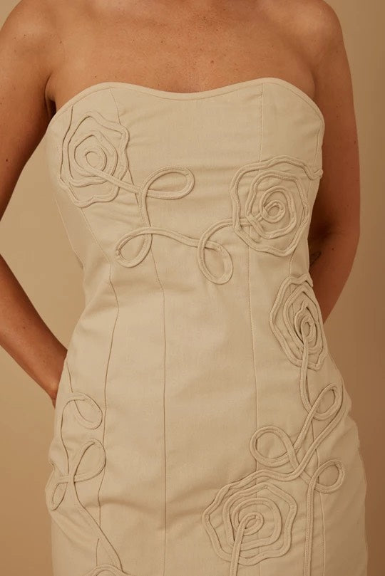Mini Dress Beige Strapless