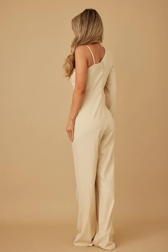 Jumpsuit Beige Asimétrico