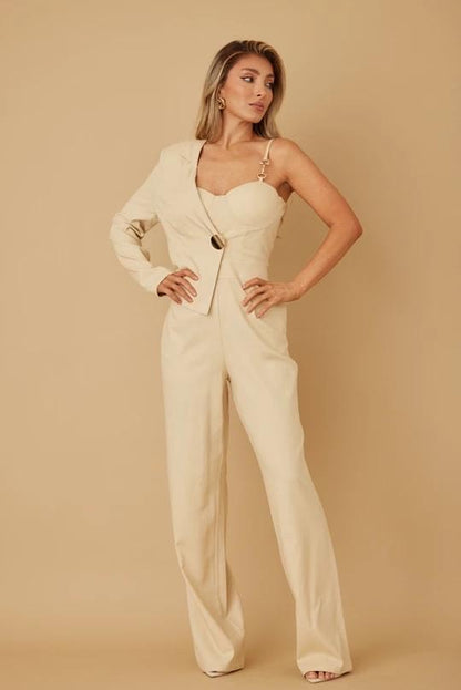 Jumpsuit Beige Asimétrico